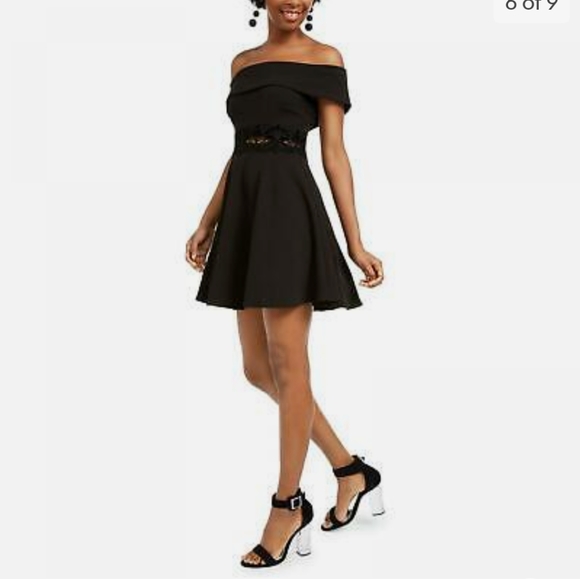 B. Darlin Juniors' Off-The Shoulder Fit & Flare Dress Size 5/6 - Picture 2 of 6